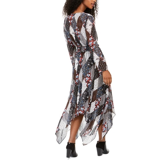 Tommy Hilfiger multicolor asymmetric dress long sleeve size M Smock Chiffon Midi - Picture 15 of 15